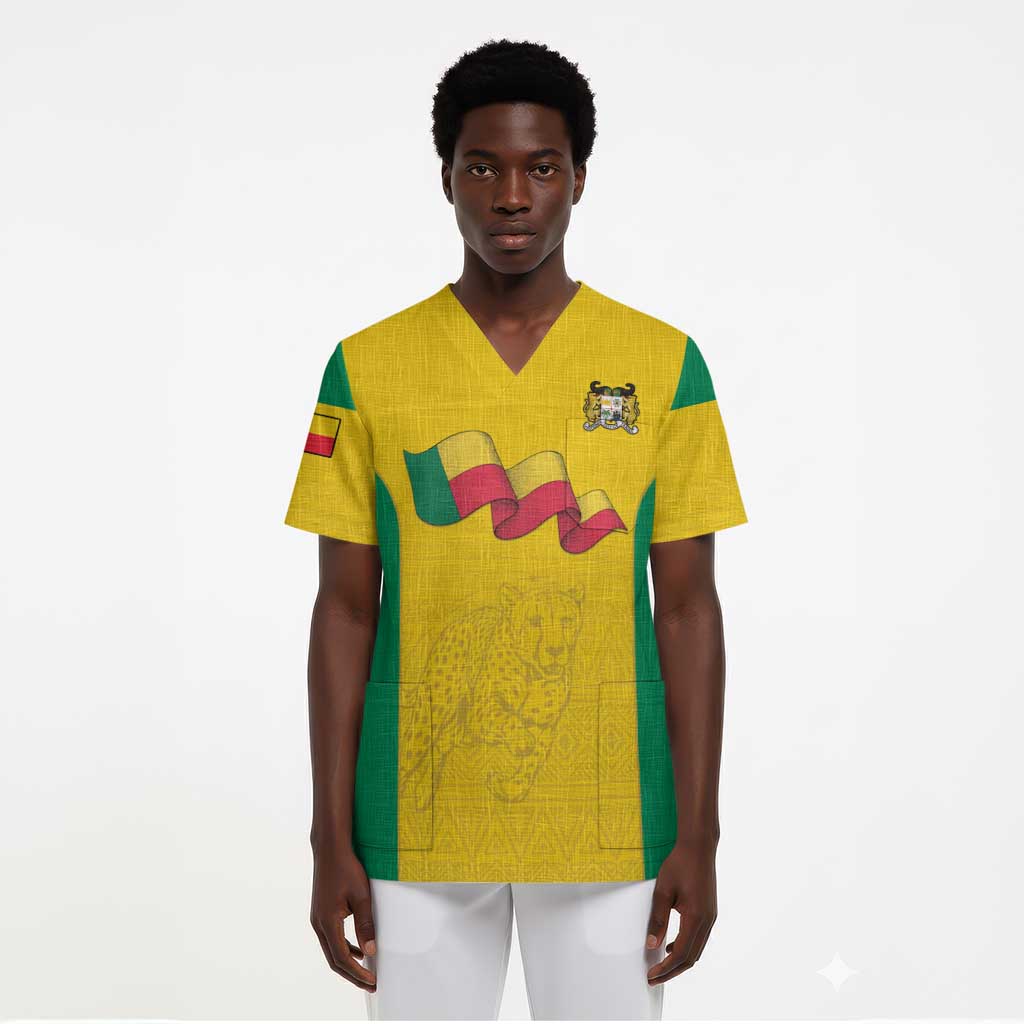 Afro Benin Football Custom Scrub Top Come On Les Guepards - African Pride