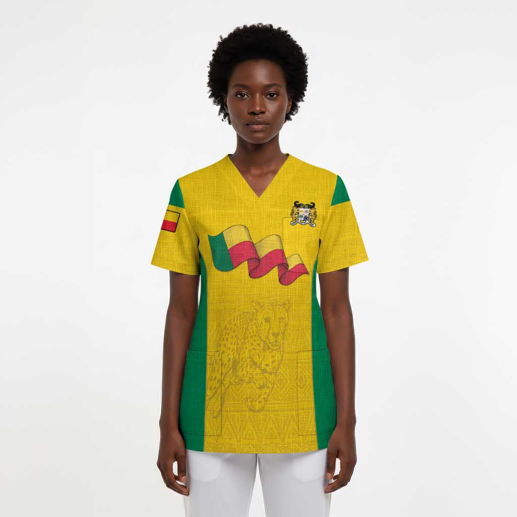 Afro Benin Football Custom Scrub Top Come On Les Guepards - African Pride