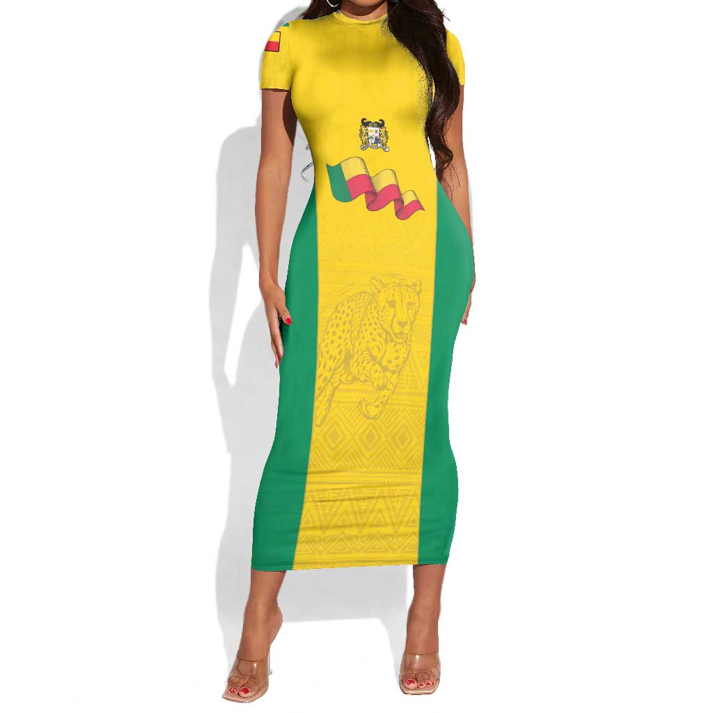 Afro Benin Football Custom Short Sleeve Bodycon Dress Come On Les Guepards LT15