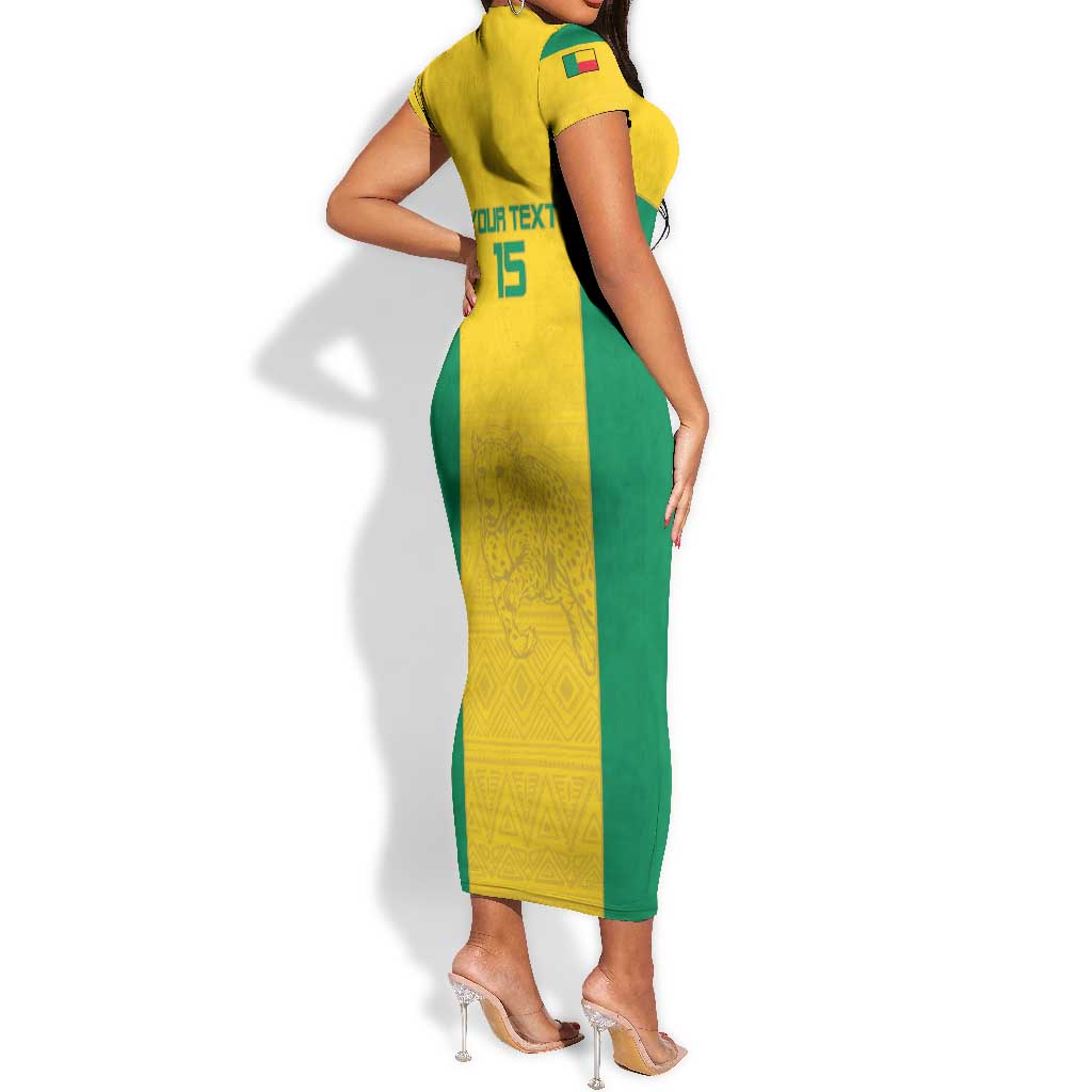 Afro Benin Football Custom Short Sleeve Bodycon Dress Come On Les Guepards LT15