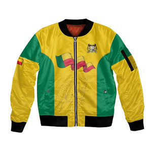 Afro Benin Football Custom Sleeve Zip Bomber Jacket Come On Les Guepards - African Pride