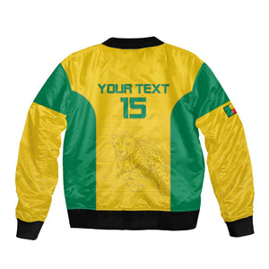 Afro Benin Football Custom Sleeve Zip Bomber Jacket Come On Les Guepards - African Pride