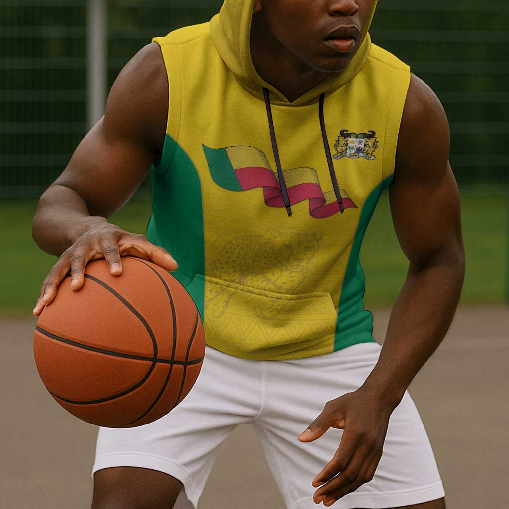 Afro Benin Football Custom Sleeveless Hoodie Come On Les Guepards - African Pride