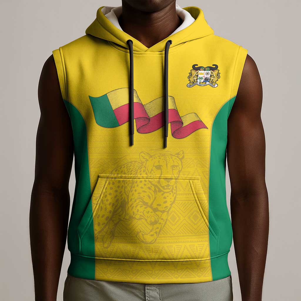 Afro Benin Football Custom Sleeveless Hoodie Come On Les Guepards - African Pride