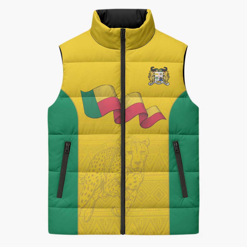 Custom Benin Football Sleeveless Puffer Jacket Go Champions Les Guepards