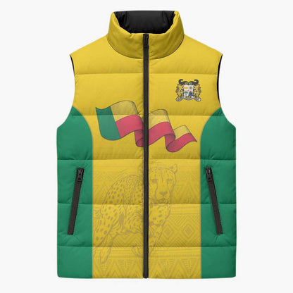 Custom Benin Football Sleeveless Puffer Jacket Go Champions Les Guepards