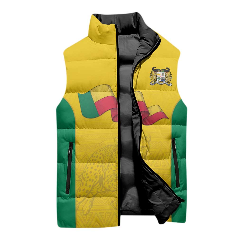 Custom Benin Football Sleeveless Puffer Jacket Go Champions Les Guepards