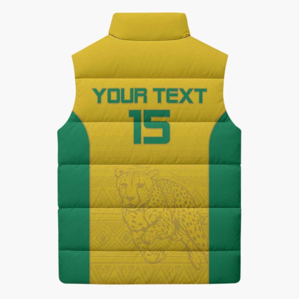 Custom Benin Football Sleeveless Puffer Jacket Go Champions Les Guepards