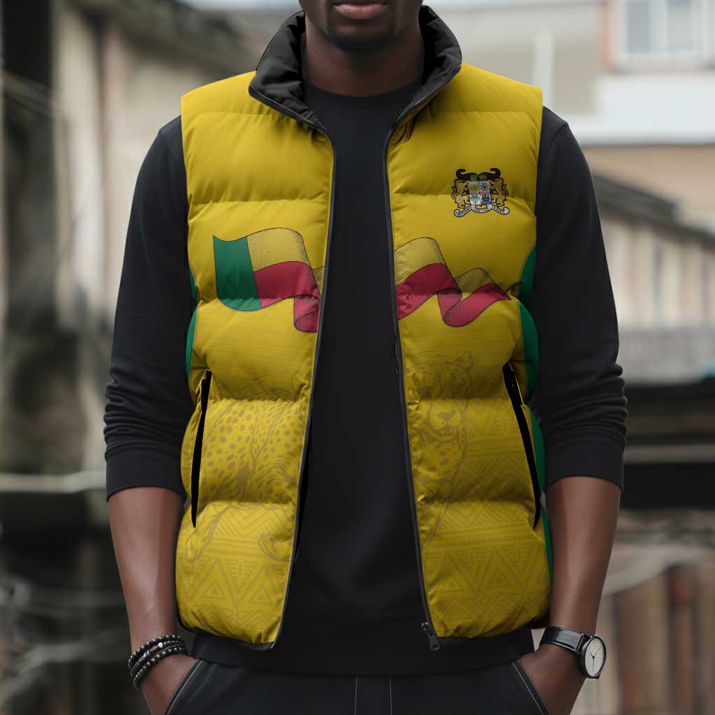 Custom Benin Football Sleeveless Puffer Jacket Go Champions Les Guepards
