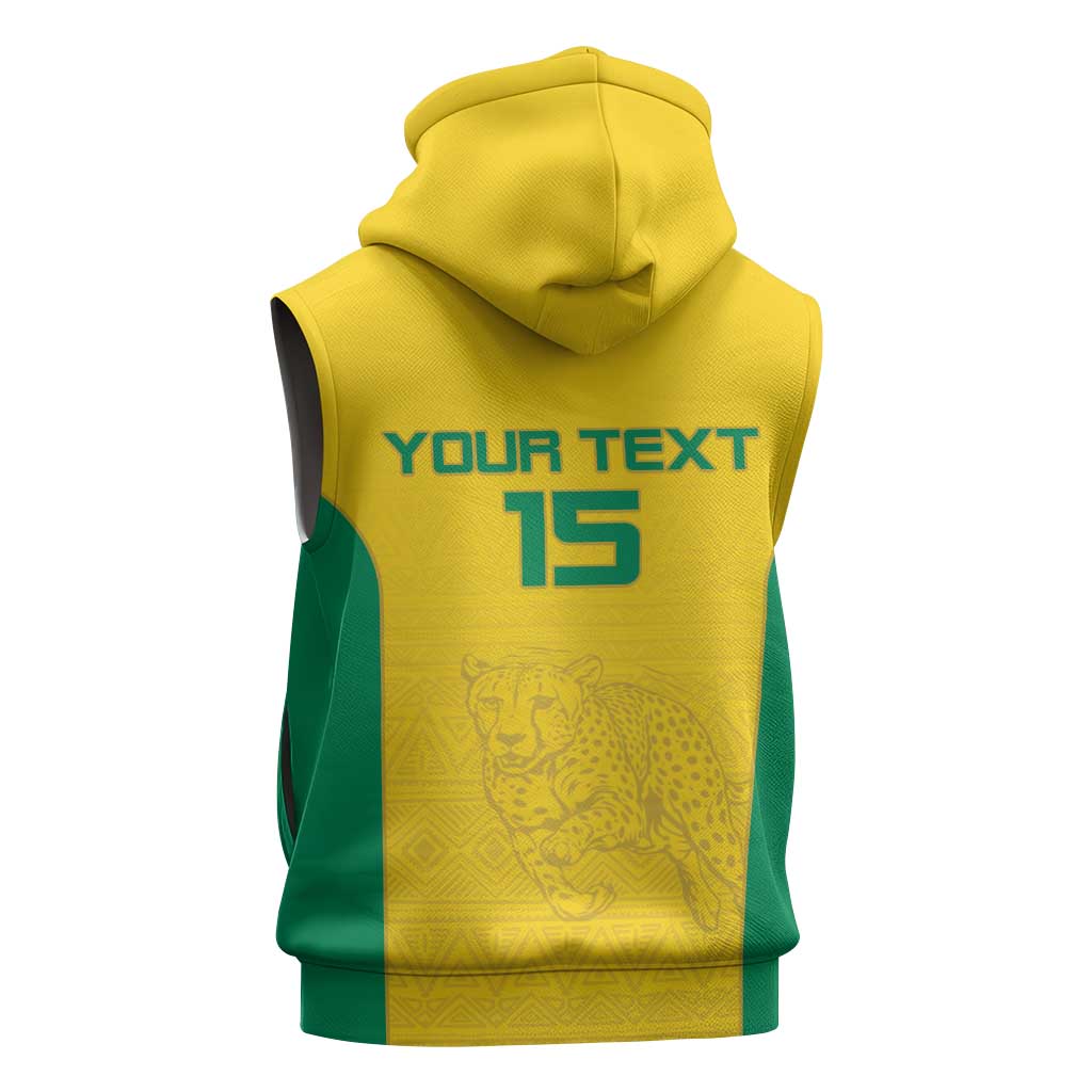 Afro Benin Football Custom Sleeveless Zip Hoodie Come On Les Guepards - African Pride