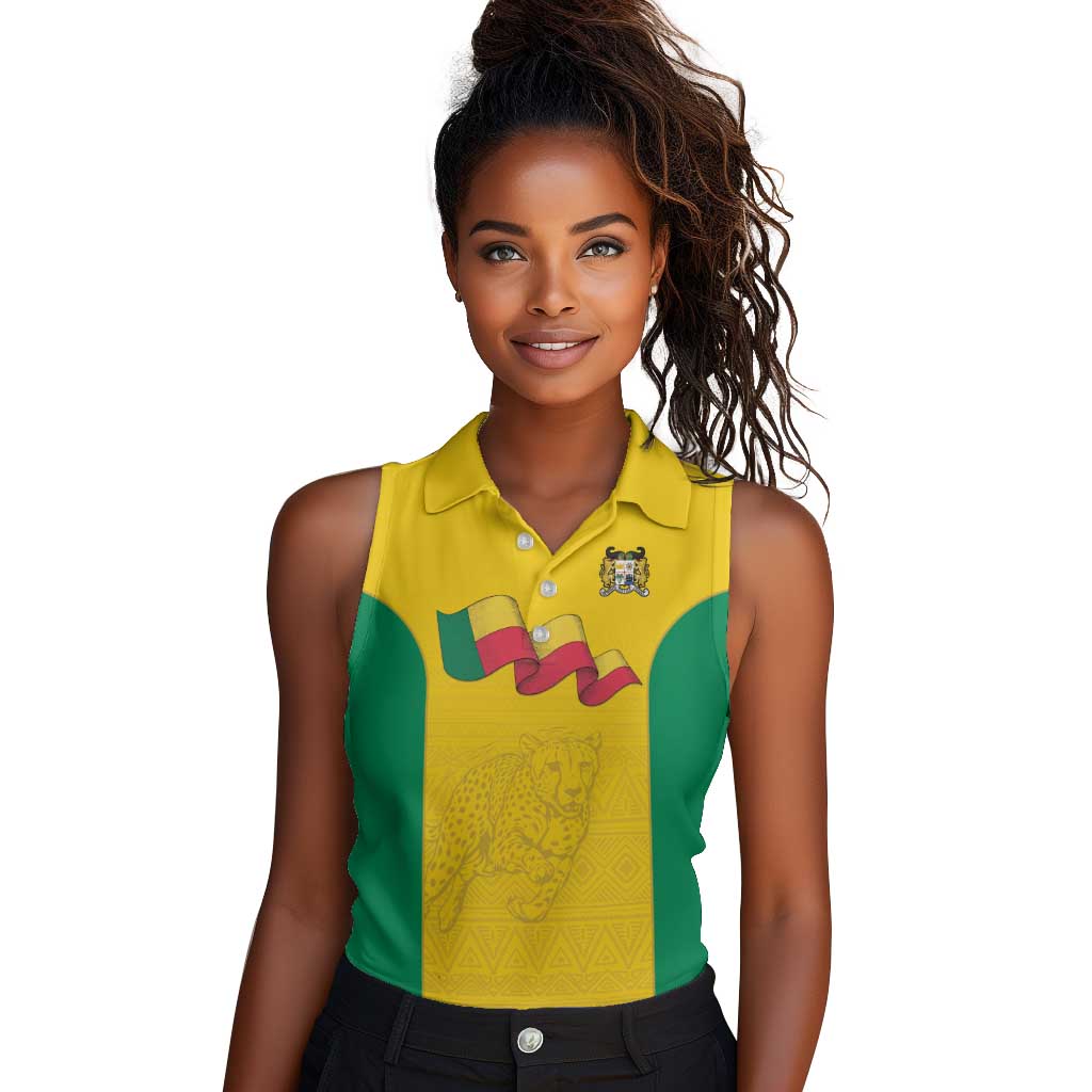 Afro Benin Football Custom Women Sleeveless Polo Shirt Come On Les Guepards - African Pride