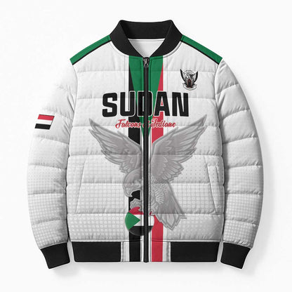 Custom Sudan Football Bomber Puffer Jacket Go Champions Falcons of Jediane