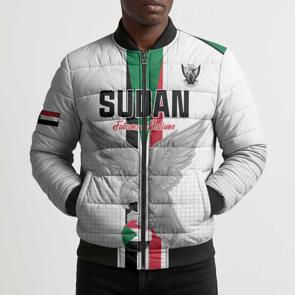 Custom Sudan Football Bomber Puffer Jacket Go Champions Falcons of Jediane