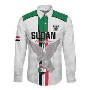 Afro Sudan Football Custom Long Sleeve Button Shirt Come On Falcons of Jediane - African Pride