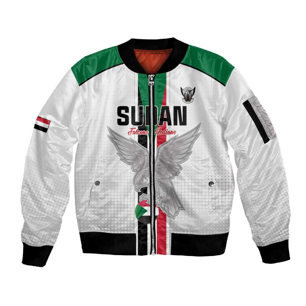 Afro Sudan Football Custom Sleeve Zip Bomber Jacket Come On Falcons of Jediane - African Pride