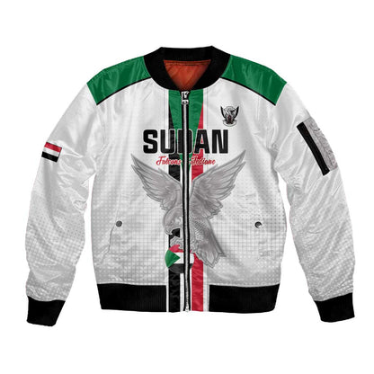 Afro Sudan Football Custom Sleeve Zip Bomber Jacket Come On Falcons of Jediane - African Pride