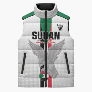 Custom Sudan Football Sleeveless Puffer Jacket Go Champions Falcons of Jediane