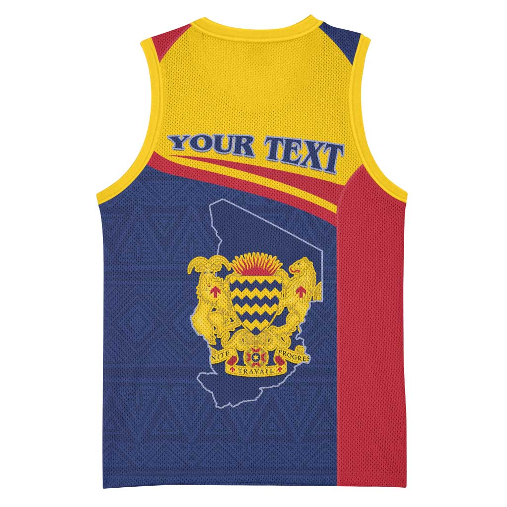 Afro Tchad Personalised Basketball Jersey Coat Of Arms - African Pattern LT15