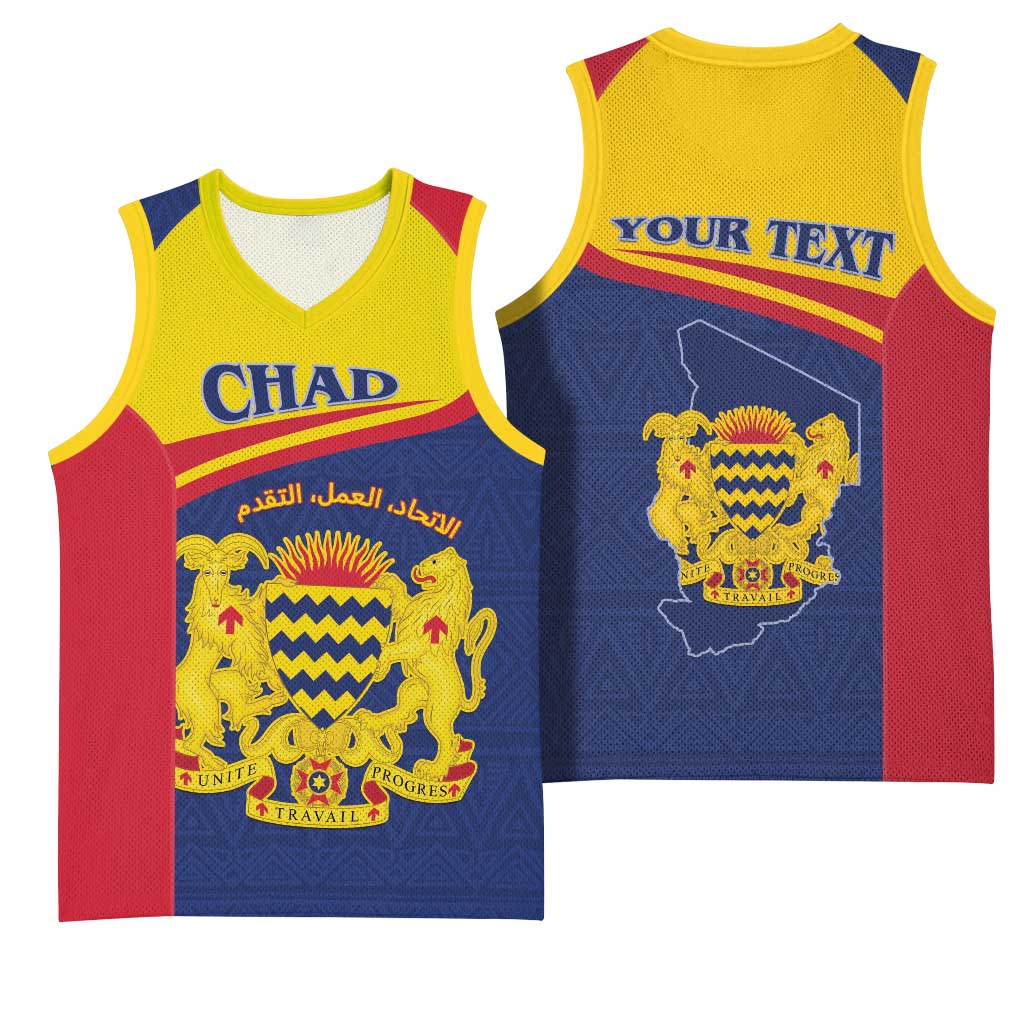 Afro Tchad Personalised Basketball Jersey Coat Of Arms - African Pattern LT15
