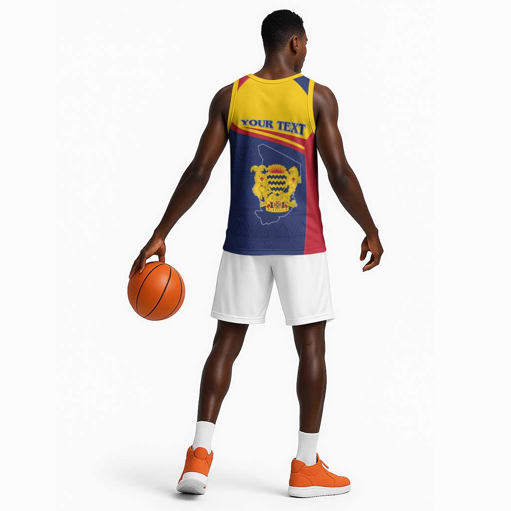 Afro Tchad Personalised Basketball Jersey Coat Of Arms - African Pattern LT15