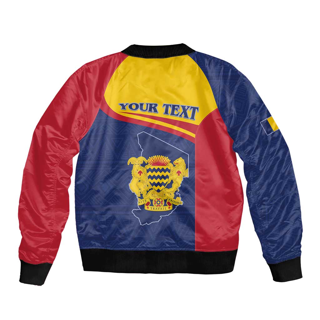 Afro Tchad Personalised Bomber Jacket Coat Of Arms - African Pattern