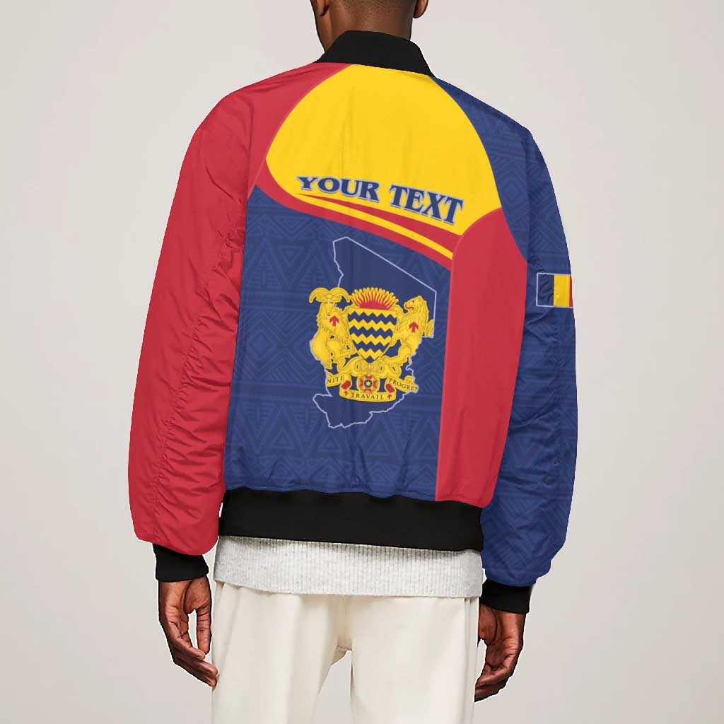 Afro Tchad Personalised Bomber Jacket Coat Of Arms - African Pattern
