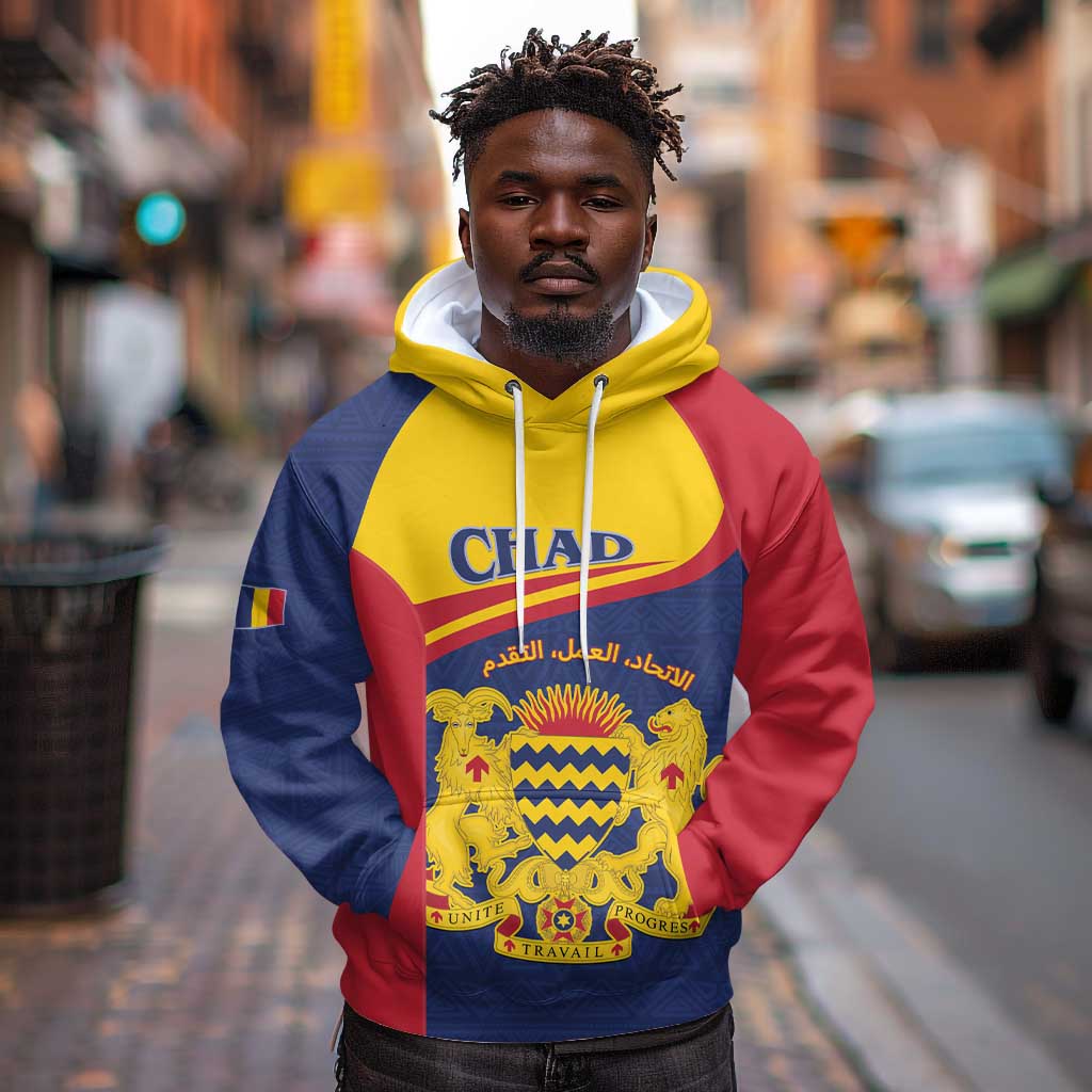 Afro Tchad Personalised Hoodie Coat Of Arms - African Pattern