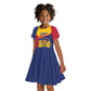 Afro Tchad Personalised Kid Short Sleeve Dress Coat Of Arms - African Pattern