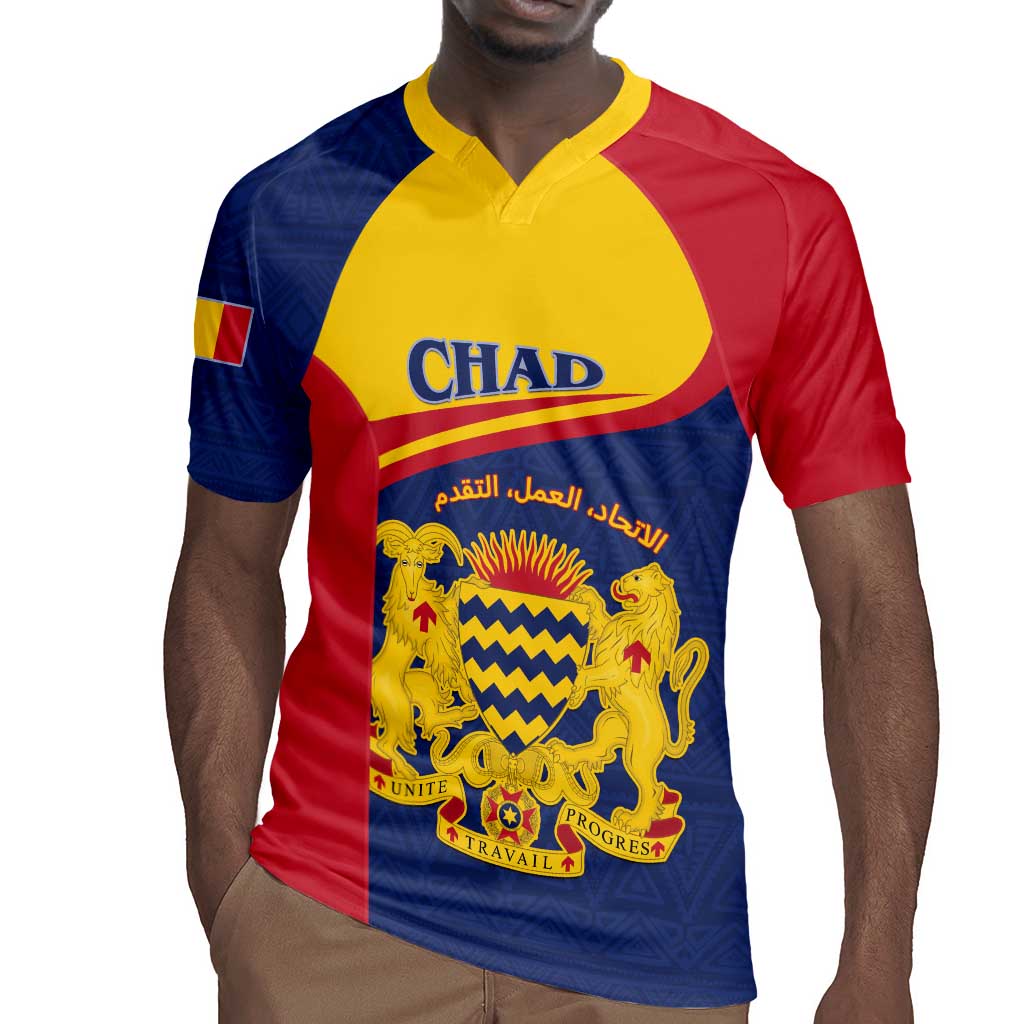 Afro Tchad Personalised Rugby Jersey Coat Of Arms - African Pattern