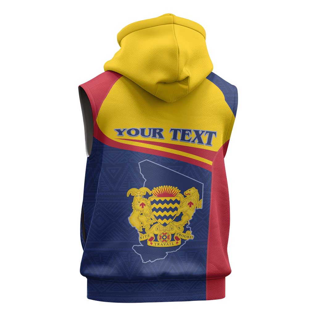 Afro Tchad Personalised Sleeveless Hoodie Coat Of Arms - African Pattern - African Pride