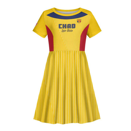 Custom Chad Football Kid Short Sleeve Dress Go Champions