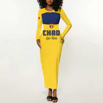Custom Chad Football Long Sleeve Bodycon Dress Go Champions