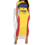 Custom Chad Football Short Sleeve Bodycon Dress Go Champions