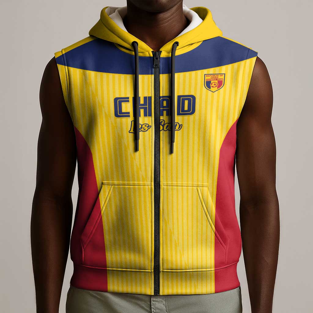 Custom Chad Football Sleeveless Zip Hoodie Go Champions - African Pride