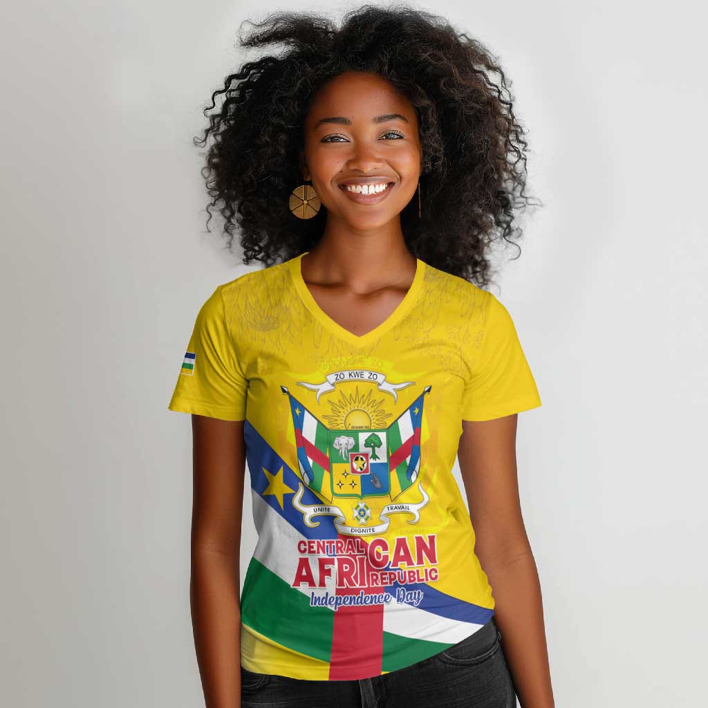 Personalised CAR Women V-Neck T-Shirt Happy 65th Independence Day