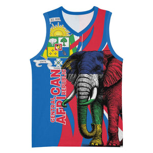 Personalised Central African Republic Elephant Basketball Jersey Coat Of Arms With Map LT15