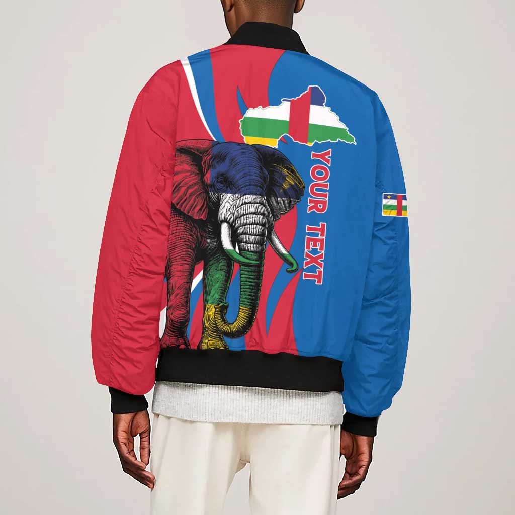 Personalised Central African Republic Elephant Bomber Jacket Coat Of Arms With Map
