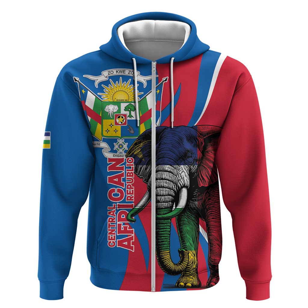 Personalised Central African Republic Elephant Hoodie Coat Of Arms With Map