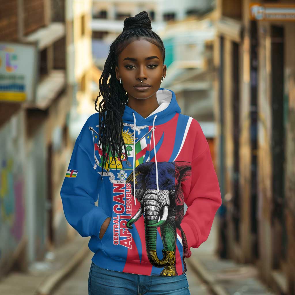 Personalised Central African Republic Elephant Hoodie Coat Of Arms With Map