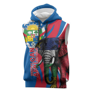 Personalised Central African Republic Elephant Sleeveless Hoodie Coat Of Arms With Map - African Pride
