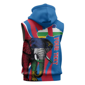 Personalised Central African Republic Elephant Sleeveless Zip Hoodie Coat Of Arms With Map - African Pride