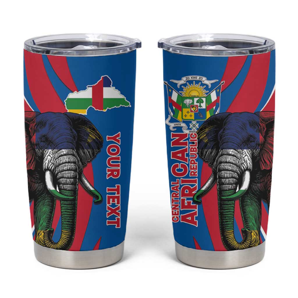 Personalised Central African Republic Elephant Tumbler Cup Coat Of Arms With Map