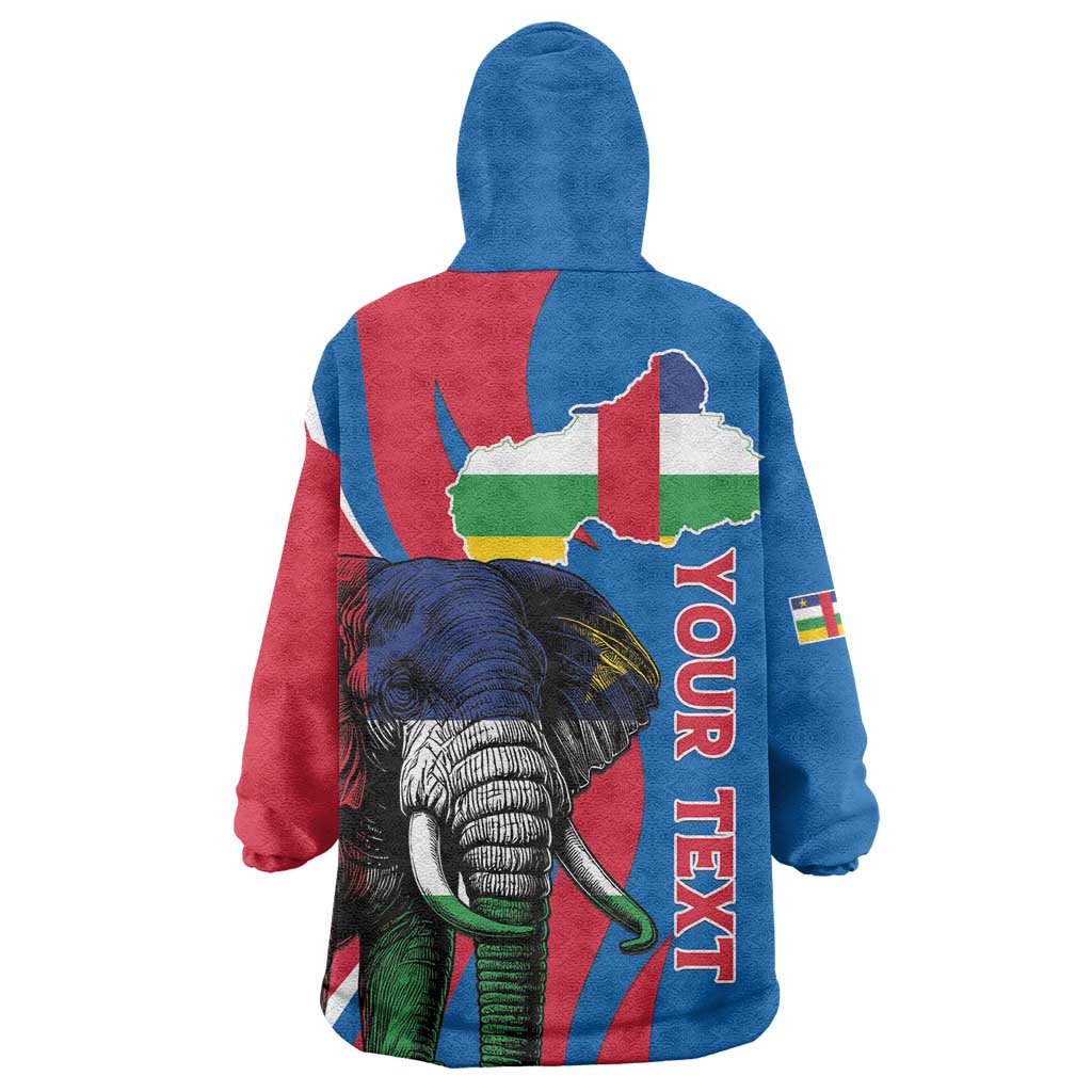 Personalised Central African Republic Elephant Wearable Blanket Hoodie Coat Of Arms With Map