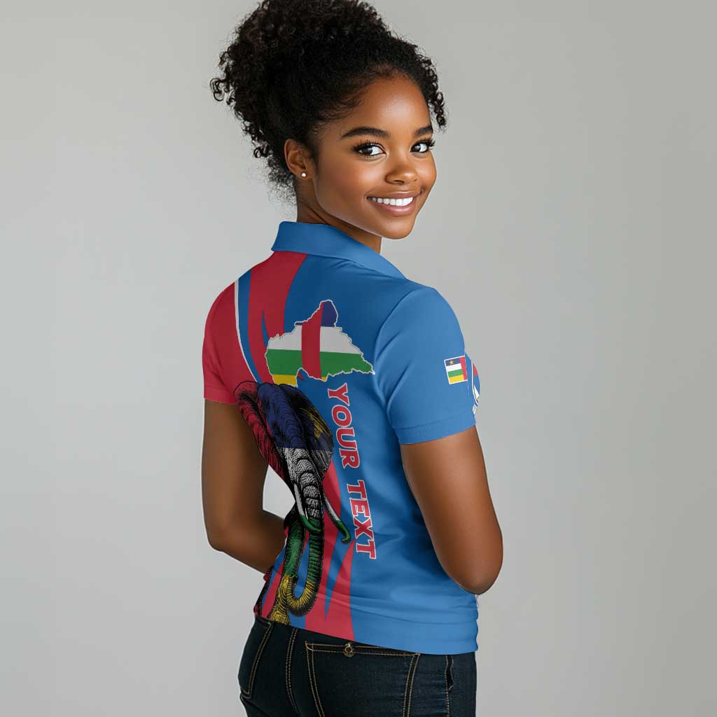 Personalised Central African Republic Elephant Women Polo Shirt Coat Of Arms With Map