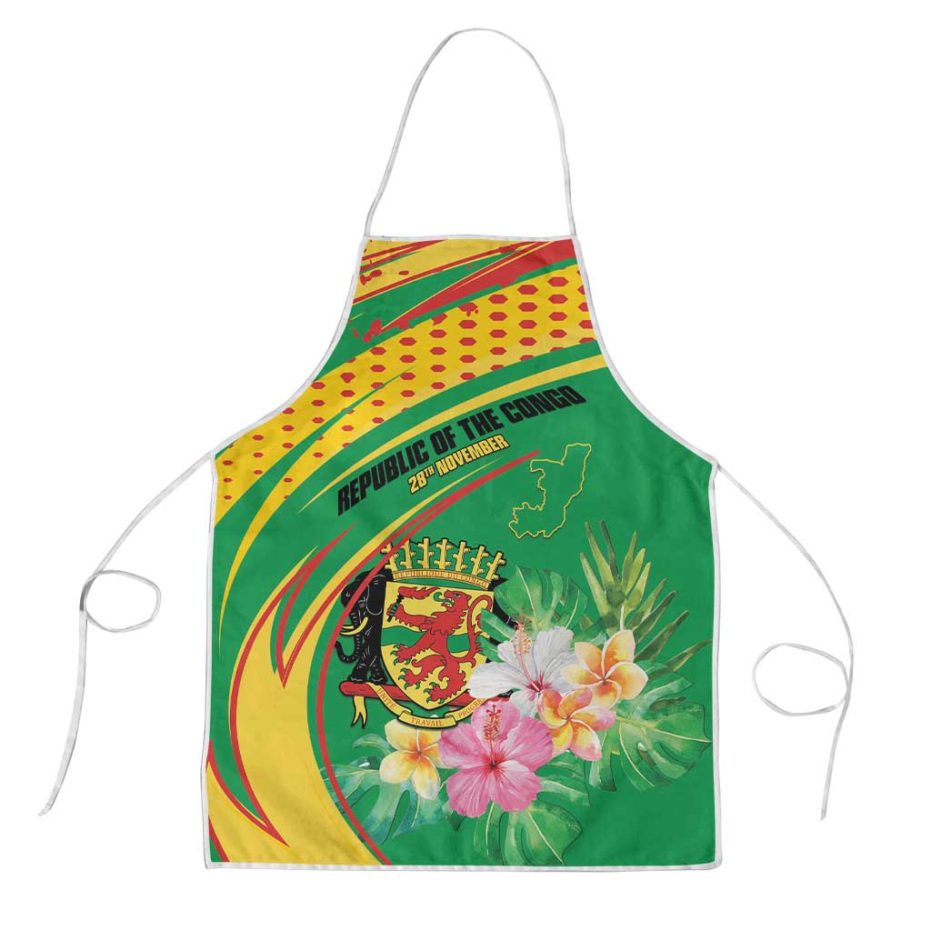 Congo Republic Day Apron Coat Of Arms With Tropical Flower