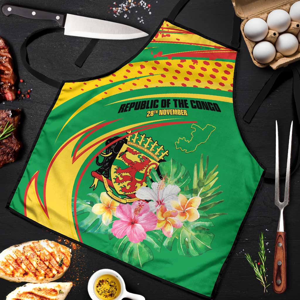 Congo Republic Day Apron Coat Of Arms With Tropical Flower