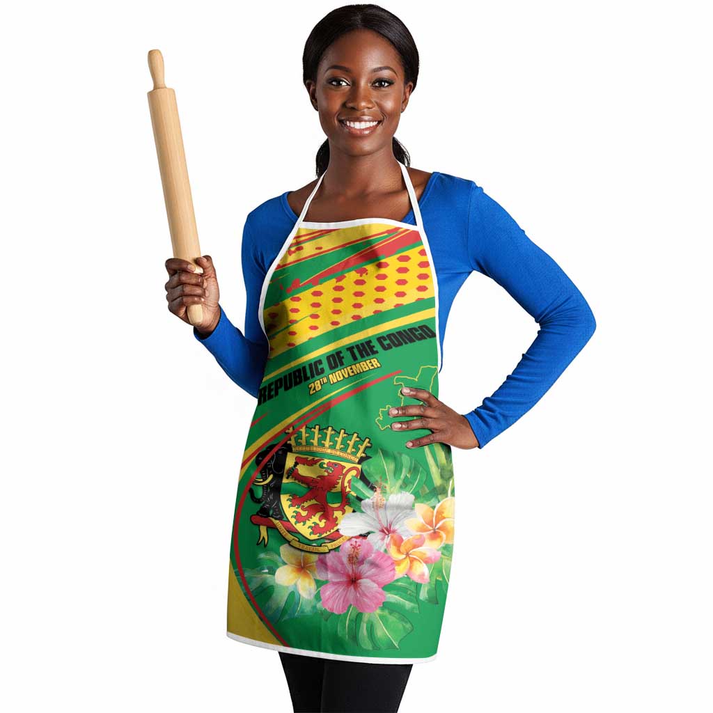 Congo Republic Day Apron Coat Of Arms With Tropical Flower