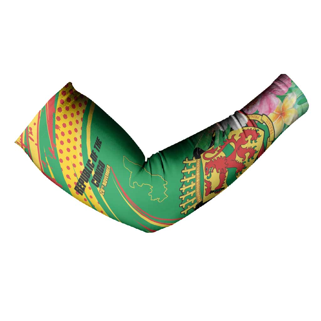 Personalized Congo Republic Day Arm Sleeves Coat Of Arms With Tropical Flower