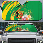 Congo Republic Day Auto Sun Shade Coat Of Arms With Tropical Flower