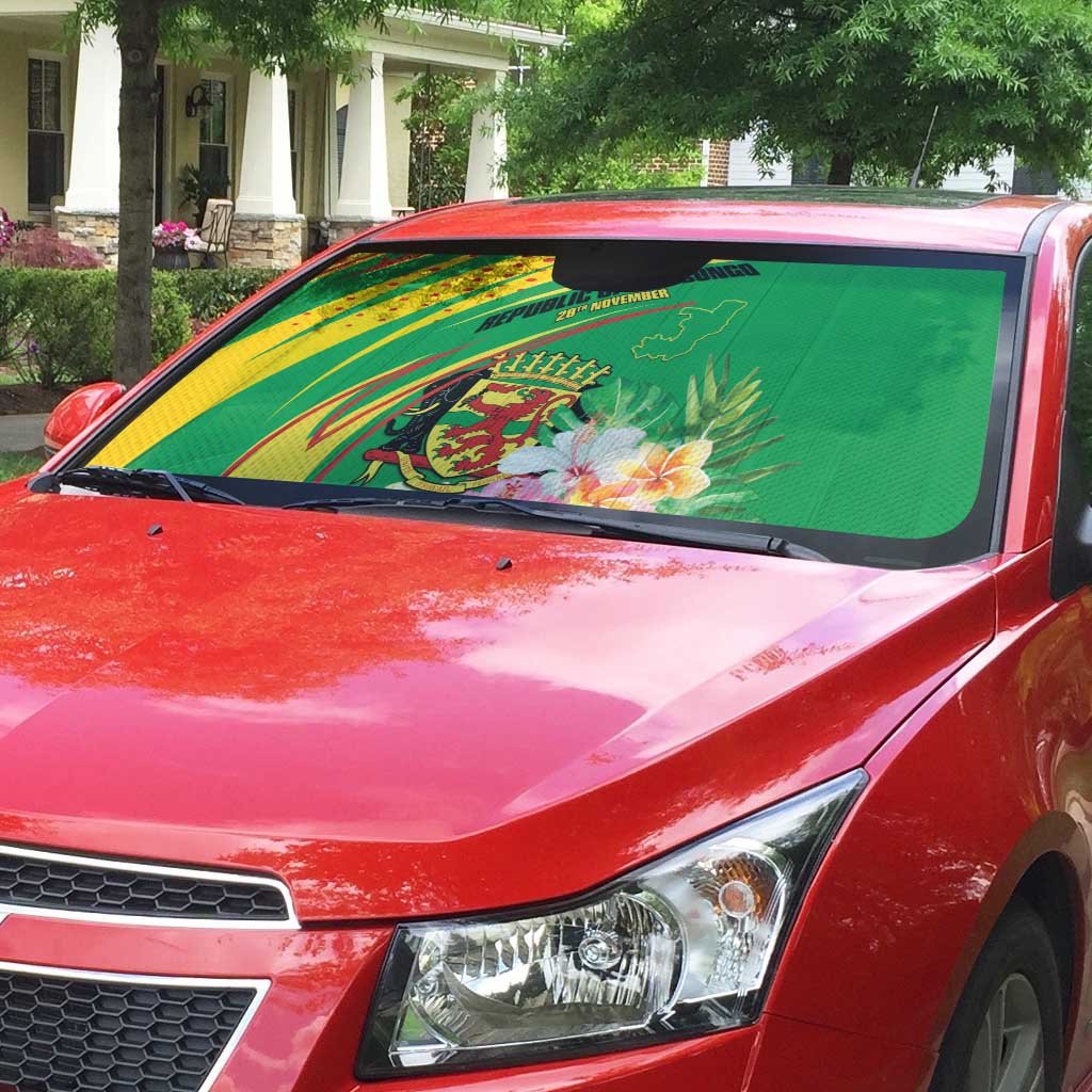 Congo Republic Day Auto Sun Shade Coat Of Arms With Tropical Flower